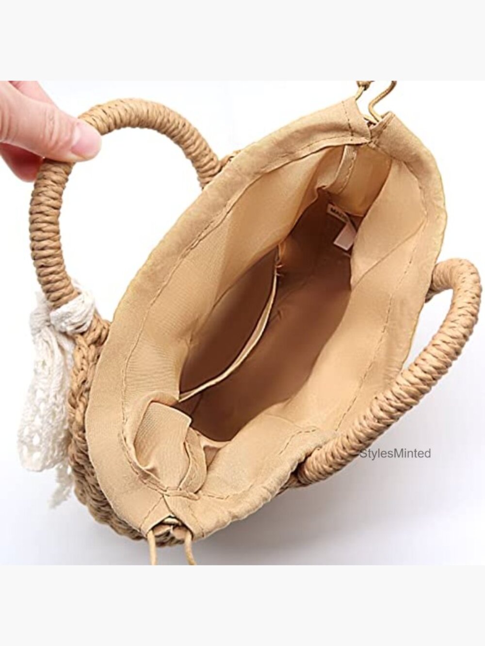 Natural Straw Handwoven Clutch Tote Crossbody Bag Summer Beach Purse - Picture 5 of 7